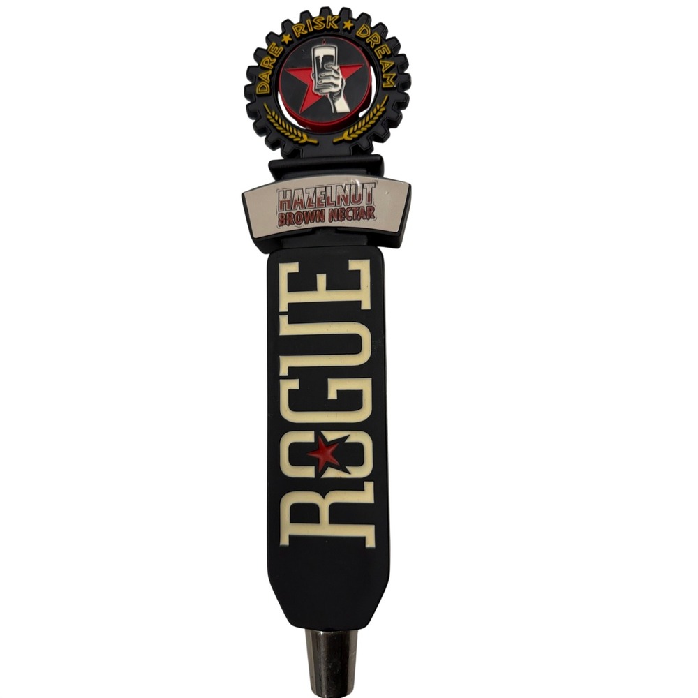 Rogue Hazelnut Brown Nectar Beer Tap Handle Dare Risk Dream Black Gear Logo
